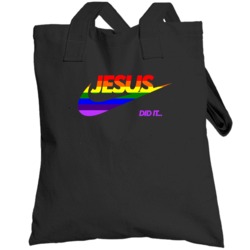 Lgbtq Pride Jesus Did It Nike Parody Funny Totebag