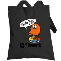 Qbert Retro Vintage Video Game Character Poster Fan Raglan Totebag