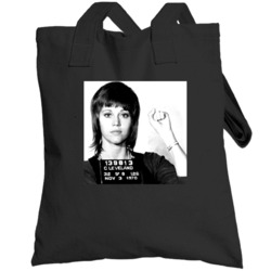 Jane Fonda Celebrity Mugshot Vintage Grunge Look Fan Raglan Totebag