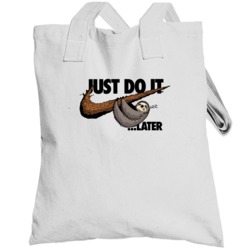 Just Do It Later Funny Sloth Swash Logo Mashup Parody Totebag