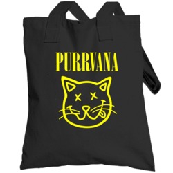 Purrvana Funny Band Logo Parody Cat Kitten Music Fan Totebag