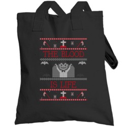 The Blood Is Life Dracula Quote Halloween Ugly Sweater Style Totebag