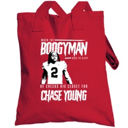 Boogyman Sleeps He Checks For Chase Young Ohio State Football Totebag