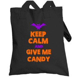 Keep Calm Give Me Candy Bat Orange Halloween Costume Totebag