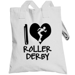 I Love Roller Derby Silhouette Heart Fun Sports Totebag