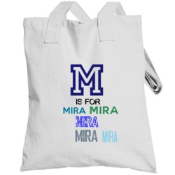 M Is For Mira Cool Personalized Name Alphabet Collage Totebag