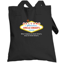 What Happens At Uncle Omar House Las Vegas Parody Party Totebag