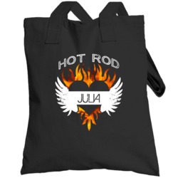 Julia Hot Rod Custom Car Name Cool Flame Heart Tattoo Totebag