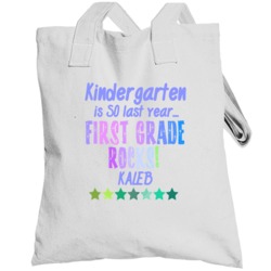 First Grade Rocks Kaleb Personalized Name Totebag