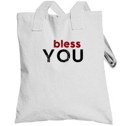 Bless You Cute Graphic Text Themed 2 Word Quote Totebag