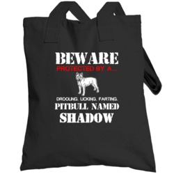 Shadow Pitbull Security Guarddog Funny Dog Best Friend Heart Totebag