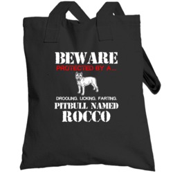 Rocco Pitbull Security Guarddog Funny Dog Best Friend Heart Totebag