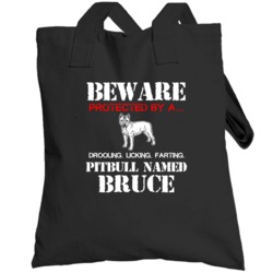 Bruce Pitbull Security Guarddog Funny Dog Best Friend Heart Totebag