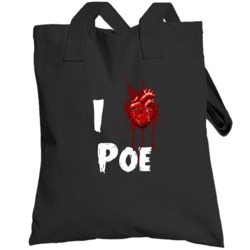 I Heart Love Poe Bloody Horror Movie Totebag