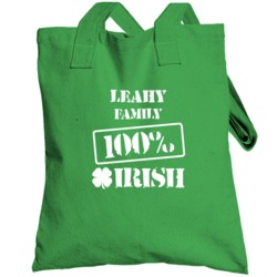 Leahy 100 Percent Irish Ireland Clover St Patricks Day Ireland Totebag