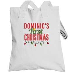 Dominic First Christmas Cute Personalized Name Holiday Gift Totebag