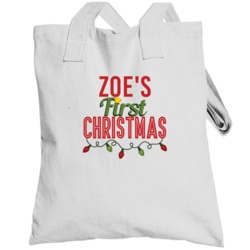 Zoe First Christmas Cute Personalized Name Holiday Gift Totebag