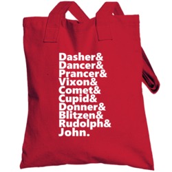 Reindeer Rudolph And John Personalized First Name Holiday Gift Totebag