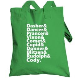 Reindeer Rudolph And Cody Personalized First Name Holiday Gift Totebag