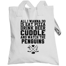 Pittsburgh Hockey Eat Pizza Drink Beer Cuddle Fan Totebag