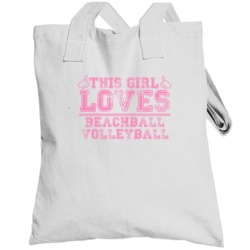 This Girl Loves Beachball Volleyball Sports Themed Totebag