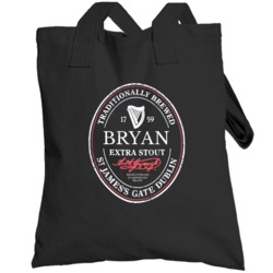 Bryan Irish Beer Label St Patricks Day Guinness Parody Grunge Totebag