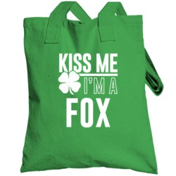 Fox Kiss Me Im Irish Parody Custom Last Name St Patricks Day Totebag