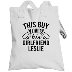 This Guy Loves His Girlfriend Leslie Valentine Couple Gift Totebag