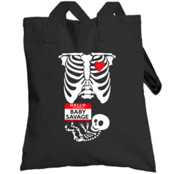 Baby Savage Cute Halloween Custom Nametag Skeleton Maternity Totebag
