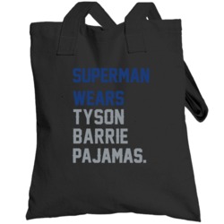 Superman Wears Tyson Barrie Pajamas Colorado Hockey Player Totebag