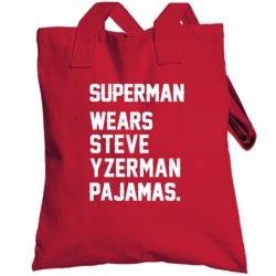 Superman Wears Steve Yzerman Pajamas Detroit Hockey Player Totebag