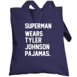 Superman Wears Tyler Johnson Pajamas Tampa Bay Hockey Player Totebag