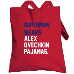 Superman Wears Alex Ovechkin Pajamas Washington Hockey Player Totebag