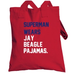 Superman Wears Jay Beagle Pajamas Washington Hockey Player Totebag