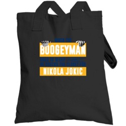 Nikola Jokic Boogeyman Checks Closet For Denver Basketball Totebag