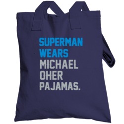 Superman Wears Michael Oher Pajamas Carolina Football Player Totebag