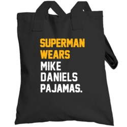 Superman Wears Mike Daniels Pajamas Green Bay Football Player Totebag