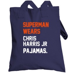 Superman Wears Chris Harris Jr Pajamas Denver Football Player Totebag