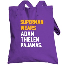 Superman Wears Adam Thielen Pajamas Minnesota Football Player Totebag