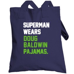 Superman Wears Doug Baldwin Pajamas Seattle Football Player Totebag