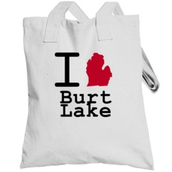 Burt Lake Michigan I Love Heart State Totebag