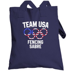 Team Usa Fencing Sabre Olympics Event Patriotic Rings Totebag