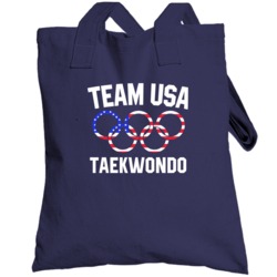 Team Usa Taekwondo Olympics Event Patriotic Rings Totebag