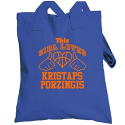 Kristaps Porzingis This Girl Loves Heart New York Basketball Totebag