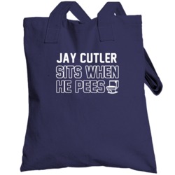 Jay Cutler Sits When He Pees Chicago Football Player Funny Sports Tote