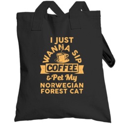 Sip Coffee And Pet My Norwegian Forest Cat Funny Cat Lover Totebag