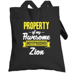 Zion Property Of My Awesome Boyfriend Cool Couples Gift Totebag