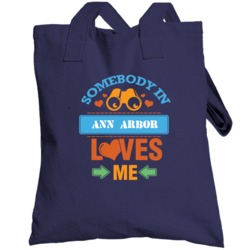 Ann Arbor Michigan Somebody Loves Me Heart Totebag