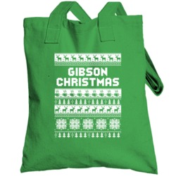 Gibson Family Christmas Ugly Sweater Custom Last Name Gift Totebag