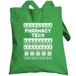 Pharmacy Tech Ugly Christmas Sweater Job Work Custom Gift Totebag